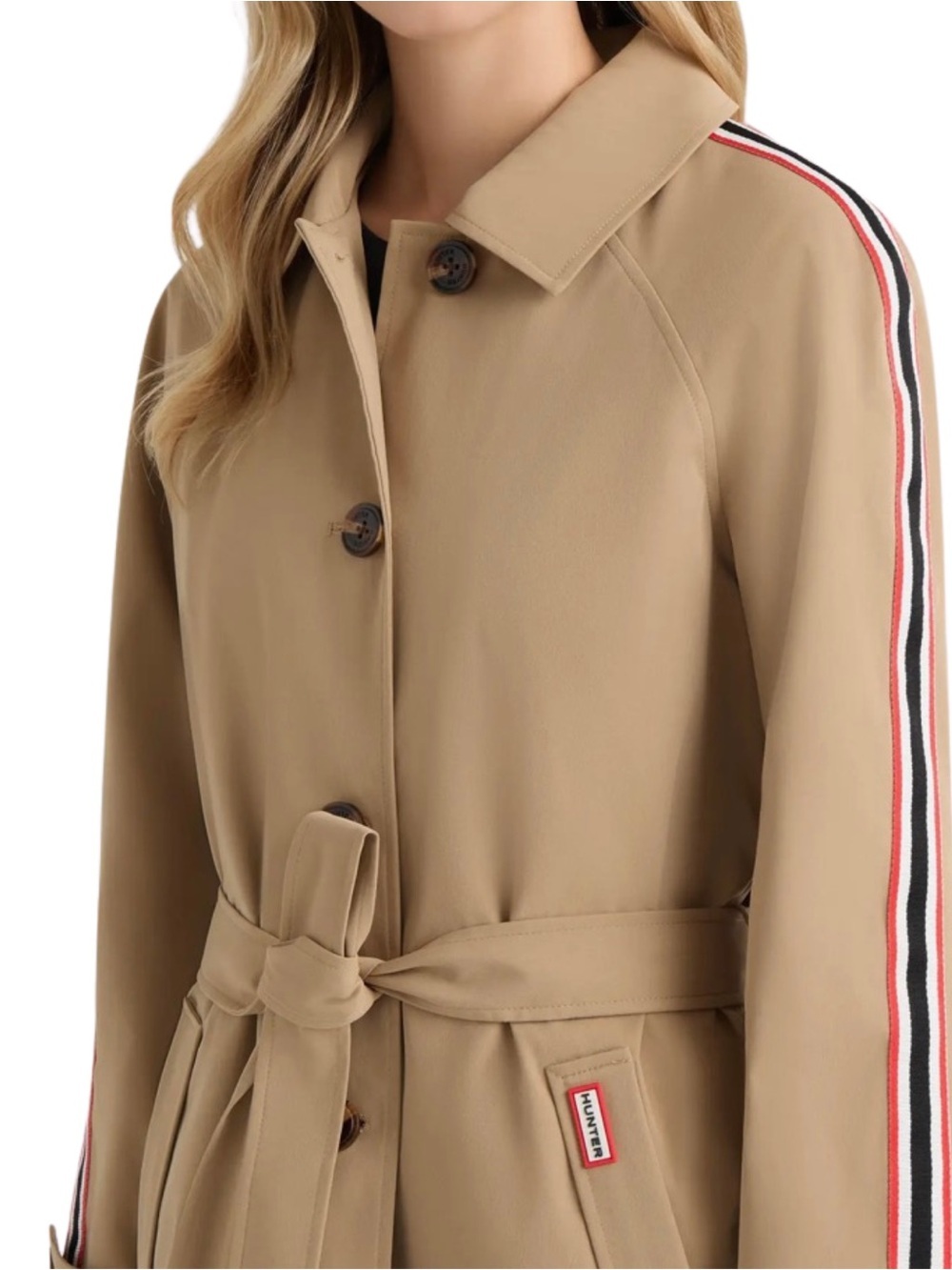 Hunter Sophia British Tan Belted Trench Coat NWT Large - Picture 5 of 15